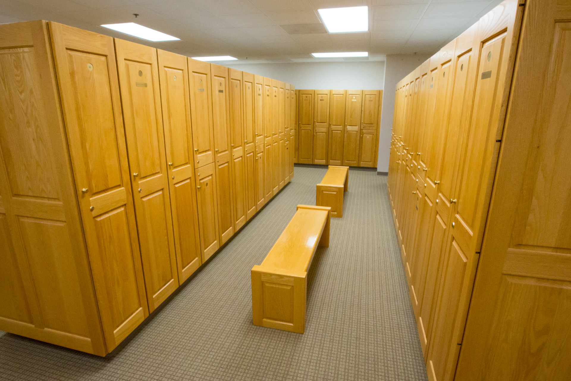 Wooden-locker-room-benches-interior-design-St_-Clair-Country-Club